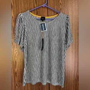 NWT blue & white striped top blouse. Flutter ruffle sleeves. W5 brand.